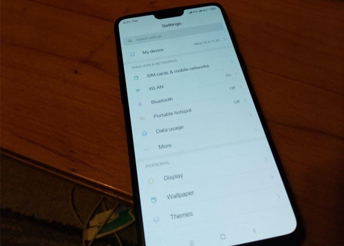 MIUI 10, pantalla ajustes en OnePlus 6