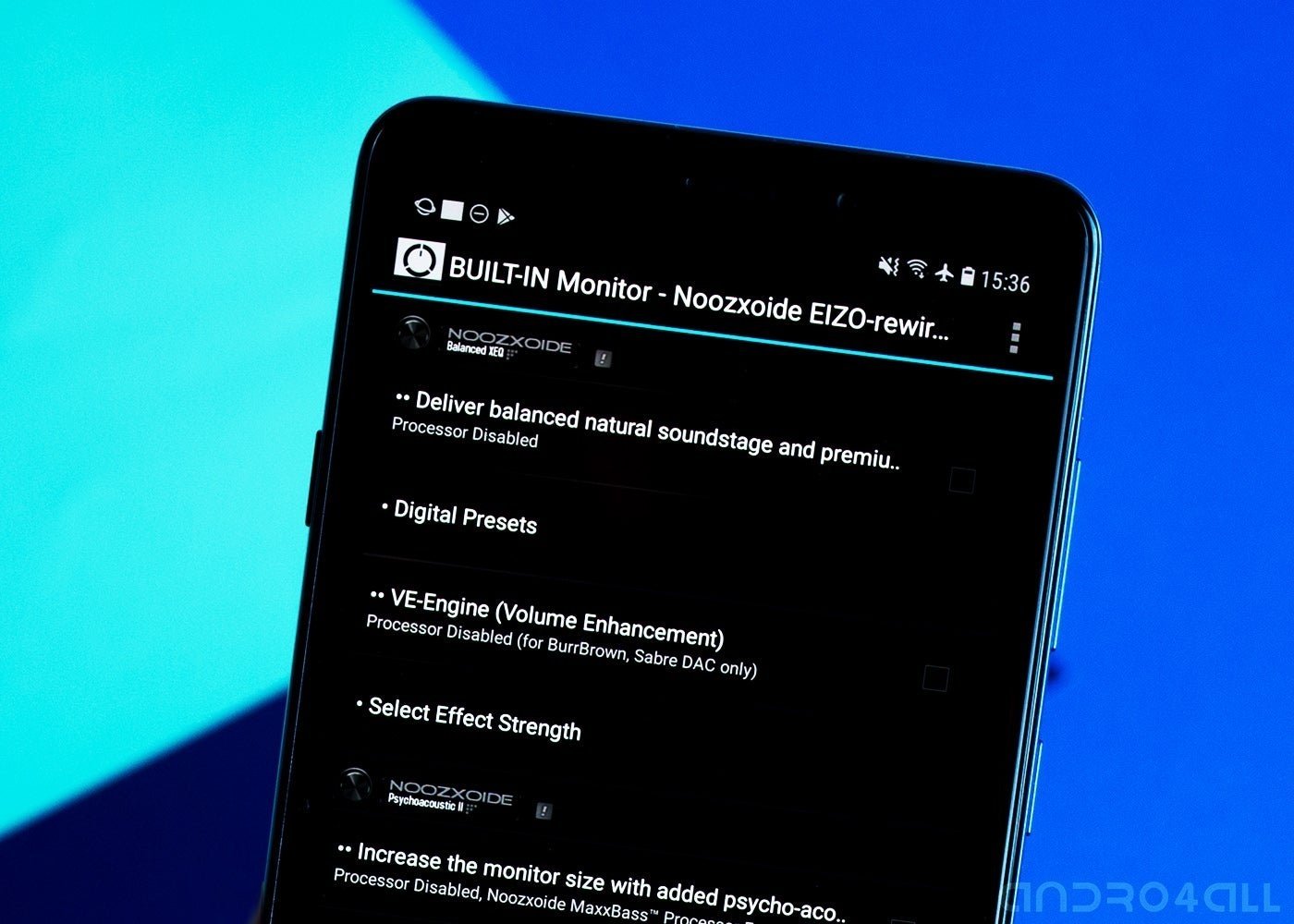 Noozxoide para Android, pantalla de inicio
