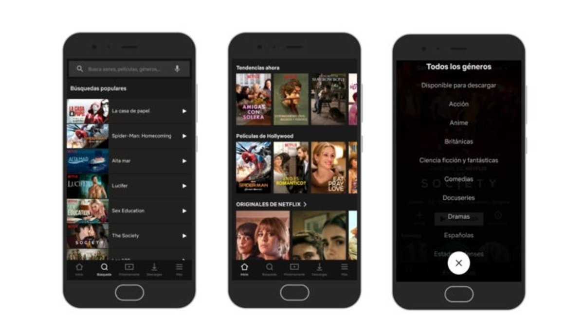 Búsqueda en la app de Netflix para Android