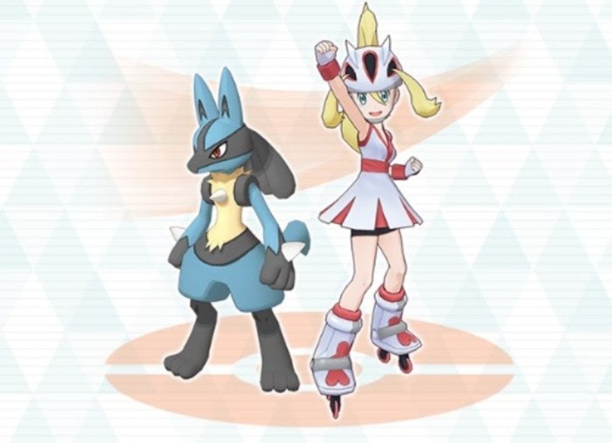 Corelia y Lucario en Pokémon Masters