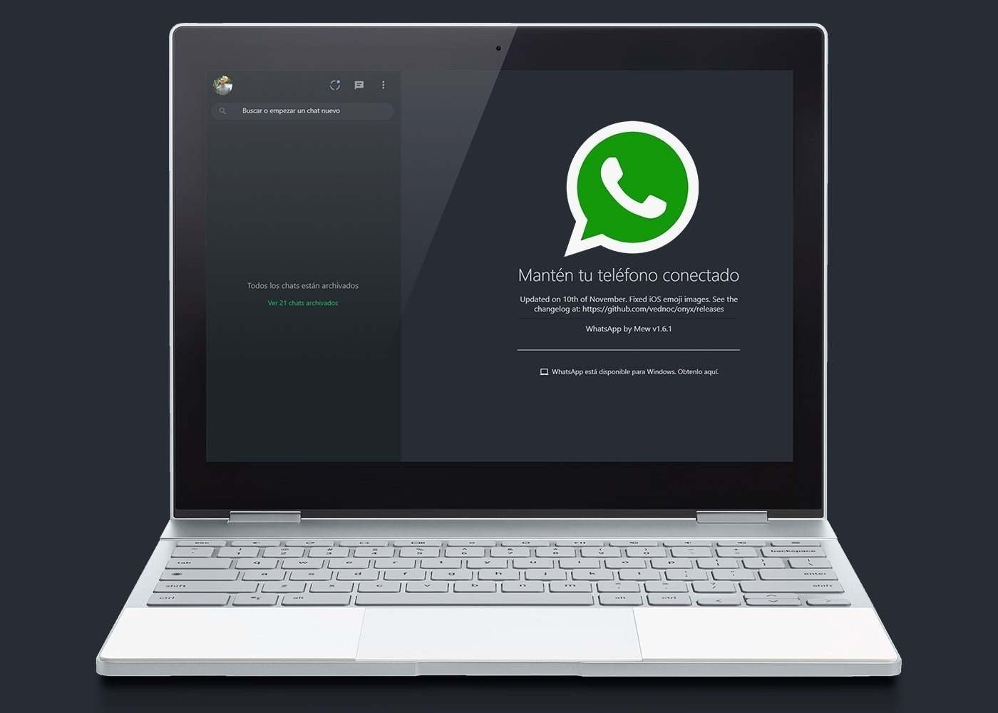 WhatsApp Web, tema oscuro