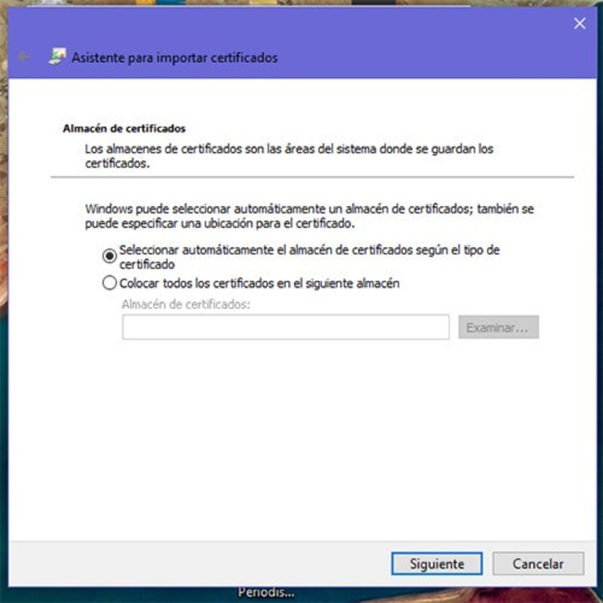 Almacén del certificado digital en Windows