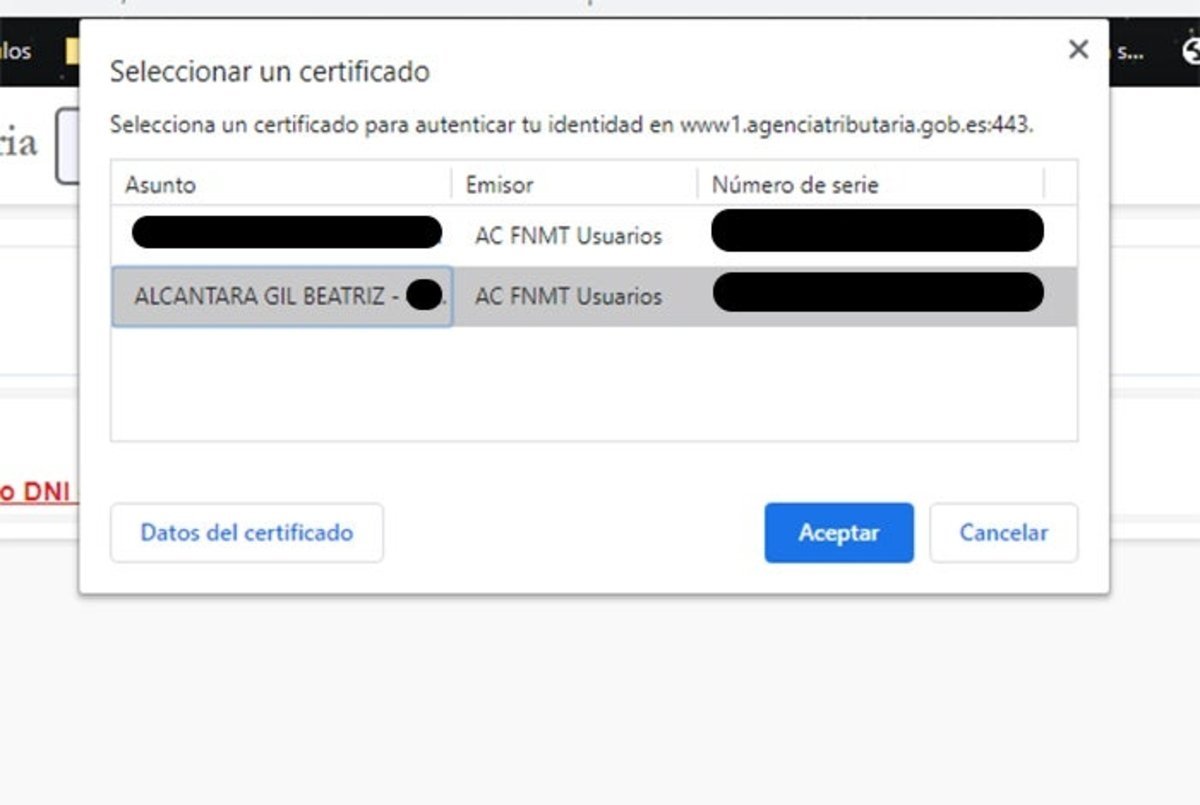 Seleccionar certificado digital en Windows