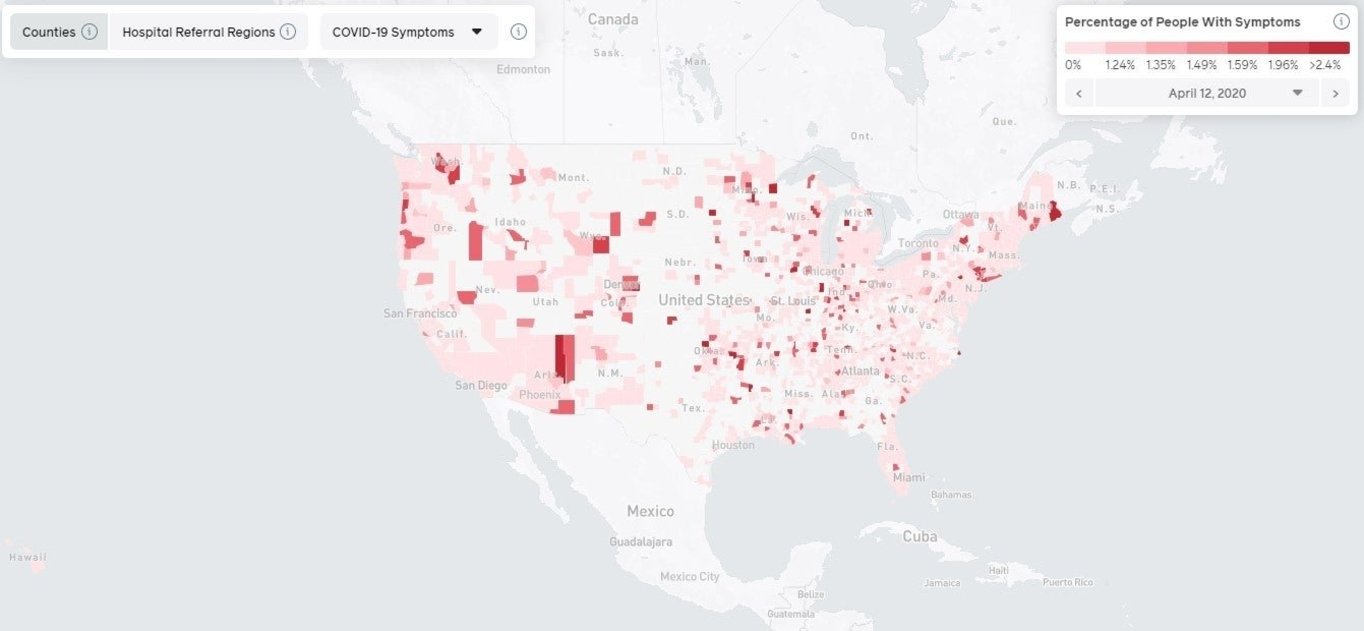 Facebook ha creado un escalofriante mapa del coronavirus