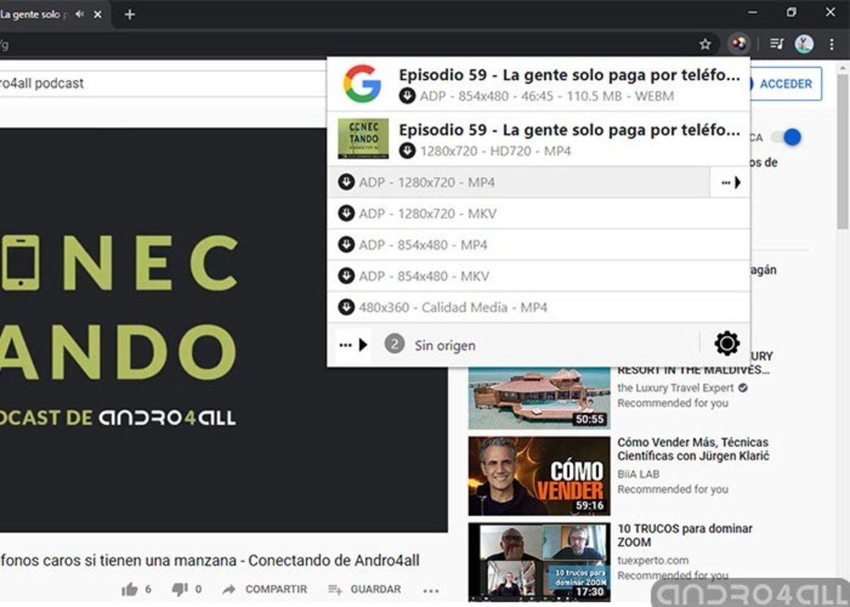 Descargar vídeos desde Google Chrome con Vídeo DownloadHelper