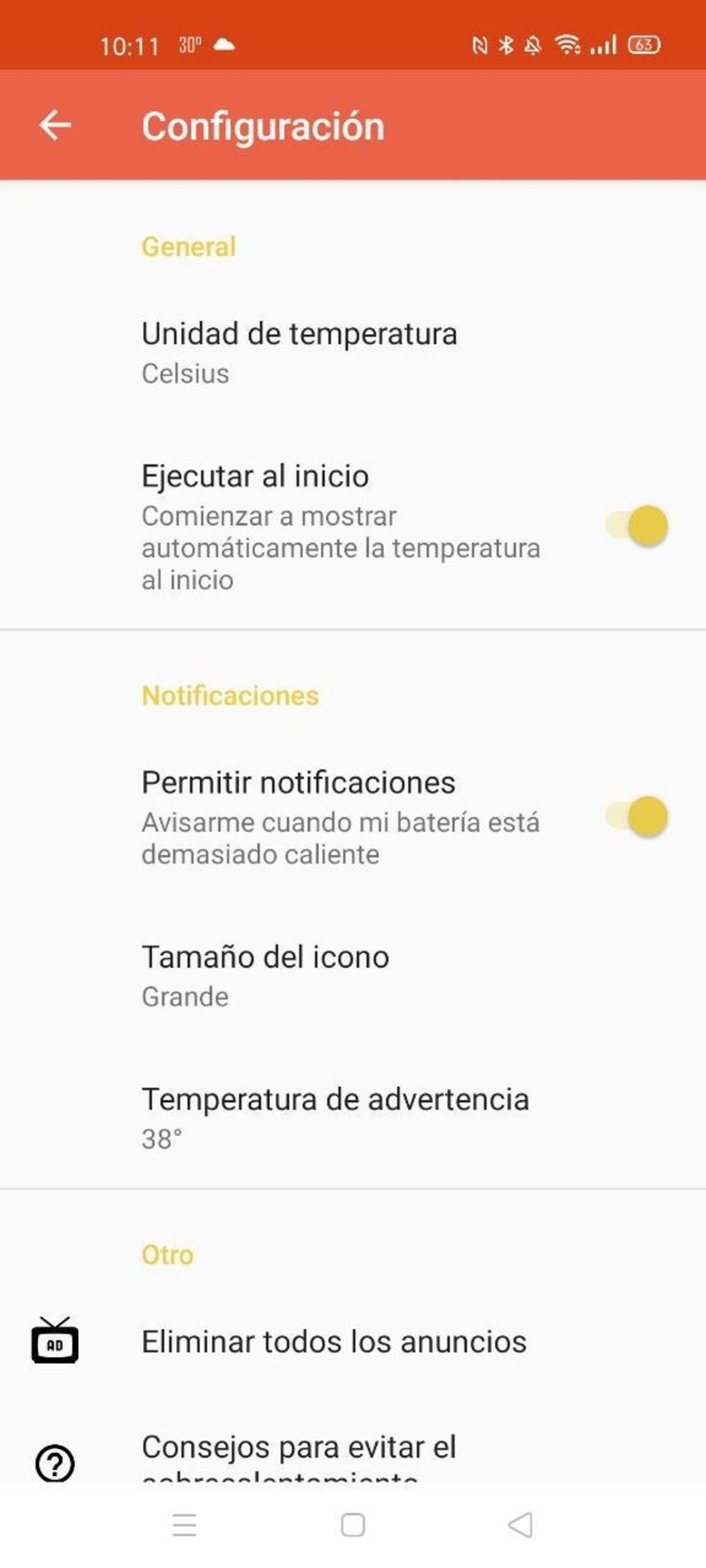 Temperatura bateria app