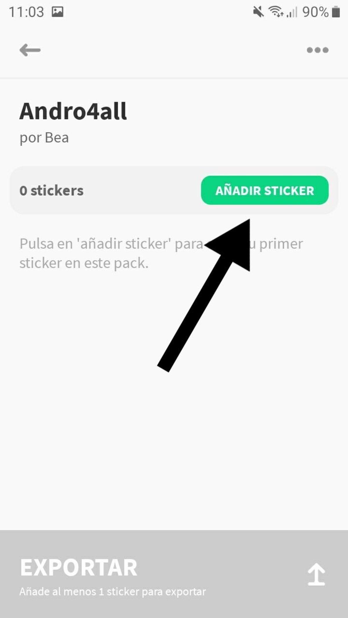 Añadir sticker a un pack de Stickery