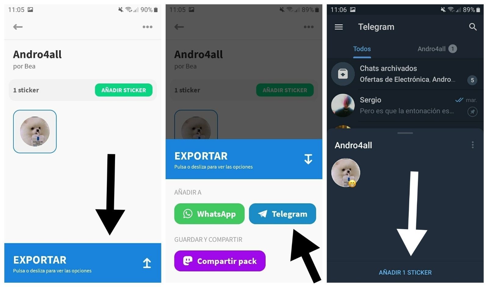 Exportar stickers a Telegram
