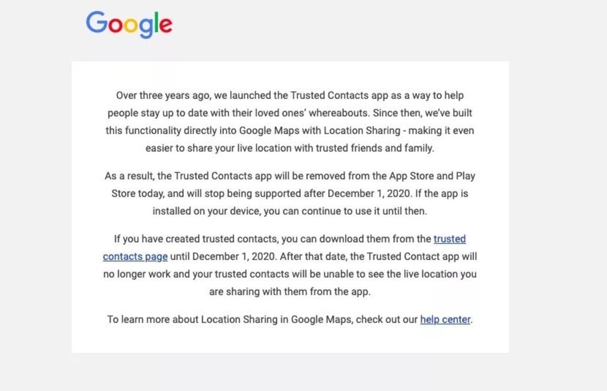 Google Trusted Contacts, la app para emergencias de Google se despide