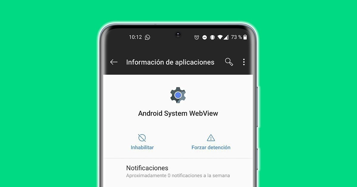 App Android System WebView en un móvil
