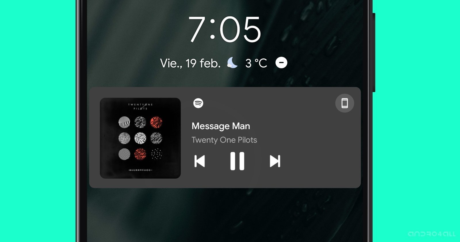 Nuevo control multimedia de Android 12