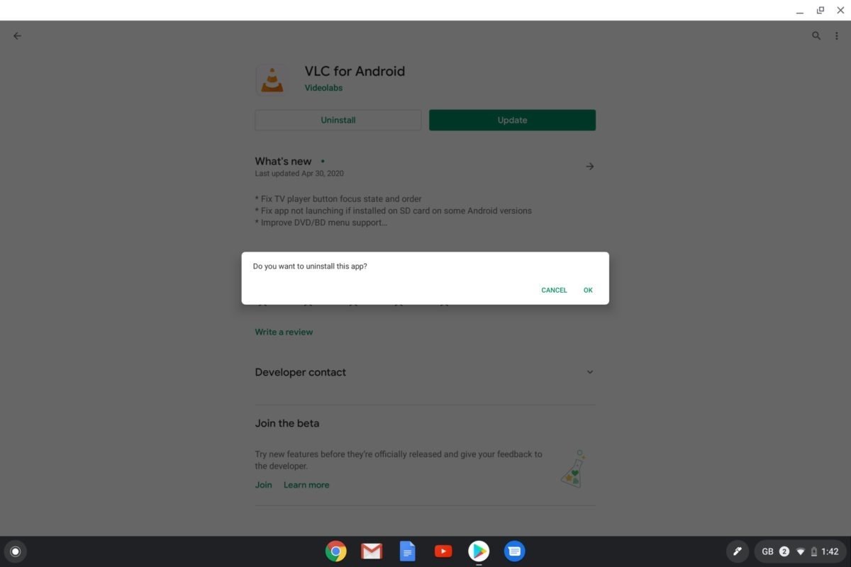 remove apps chromebooks play store