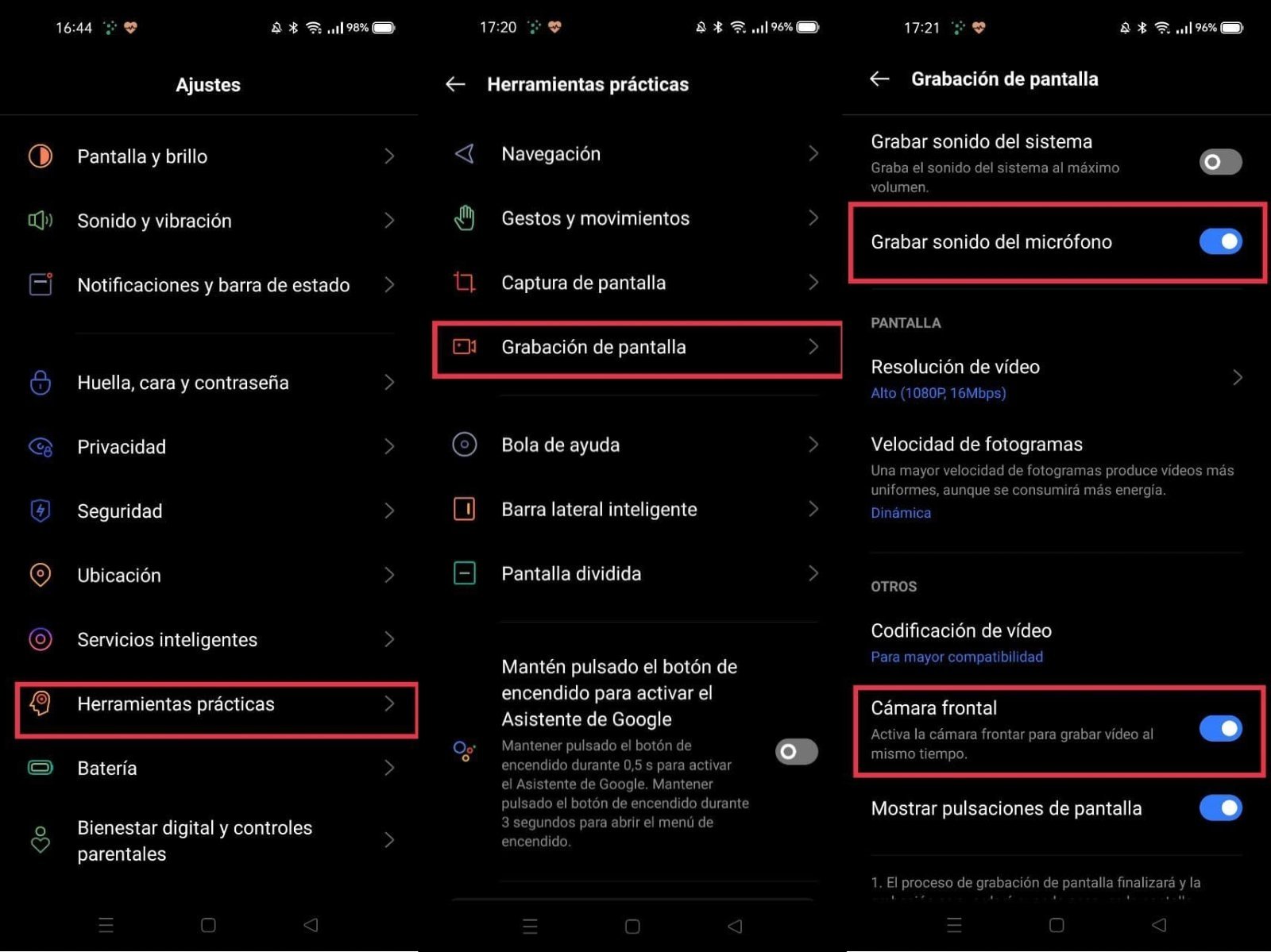 This is how advanced screen recording is activated in realme UI