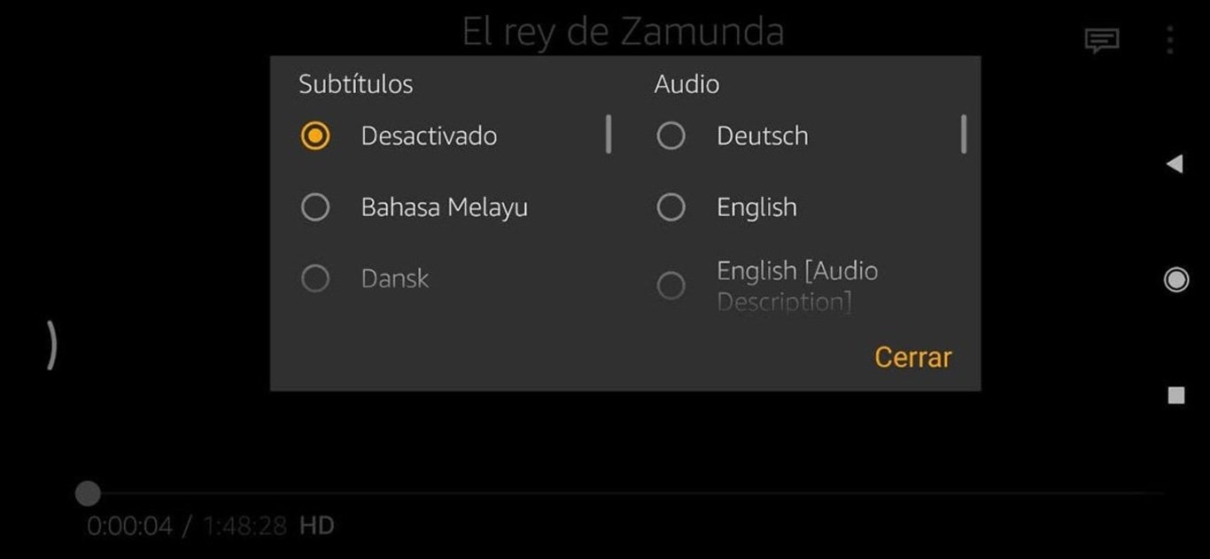 modificar idioma en Amazon Prime video