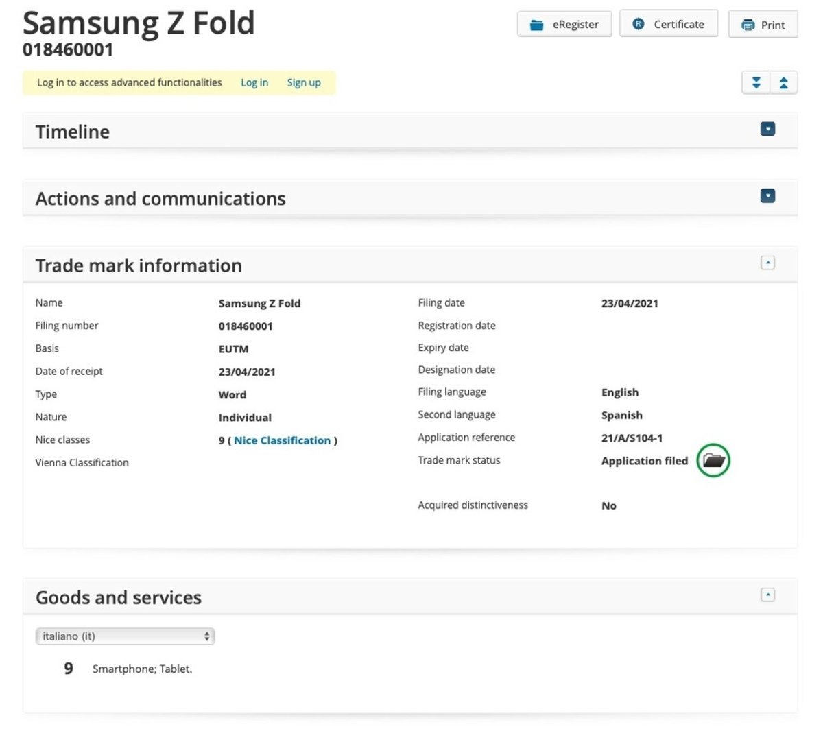 Samsung Galaxy Z Fold Tab, Samsung's folding tablet.