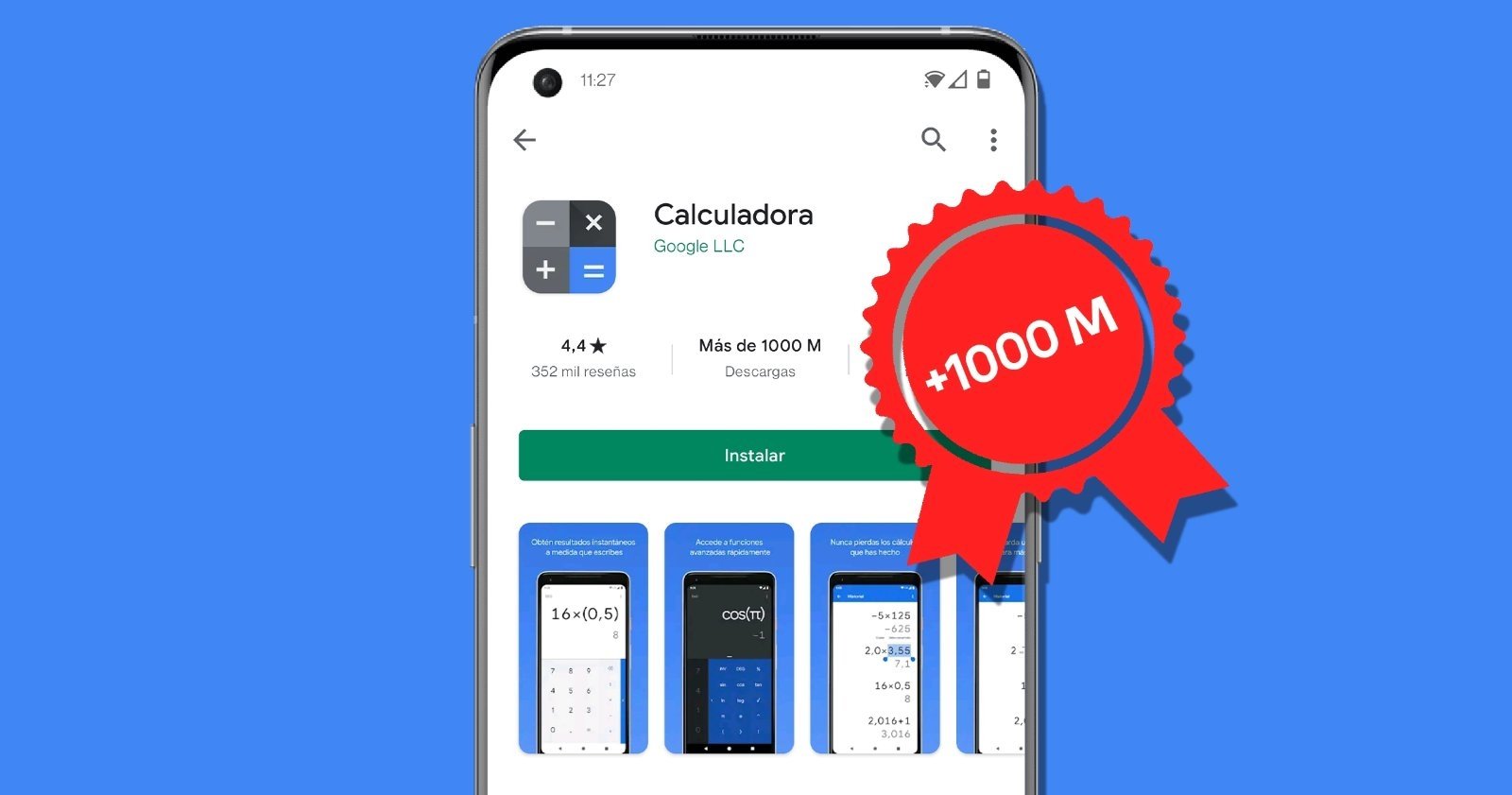 App de calculadora de Google con más de 1.000 millones de descargas