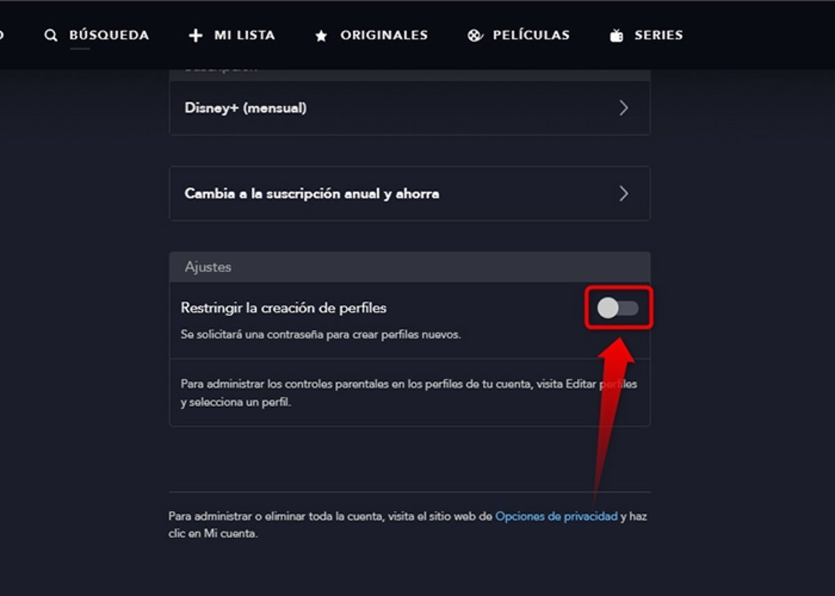 So you can restrict the creation of new profiles in Disney + -2