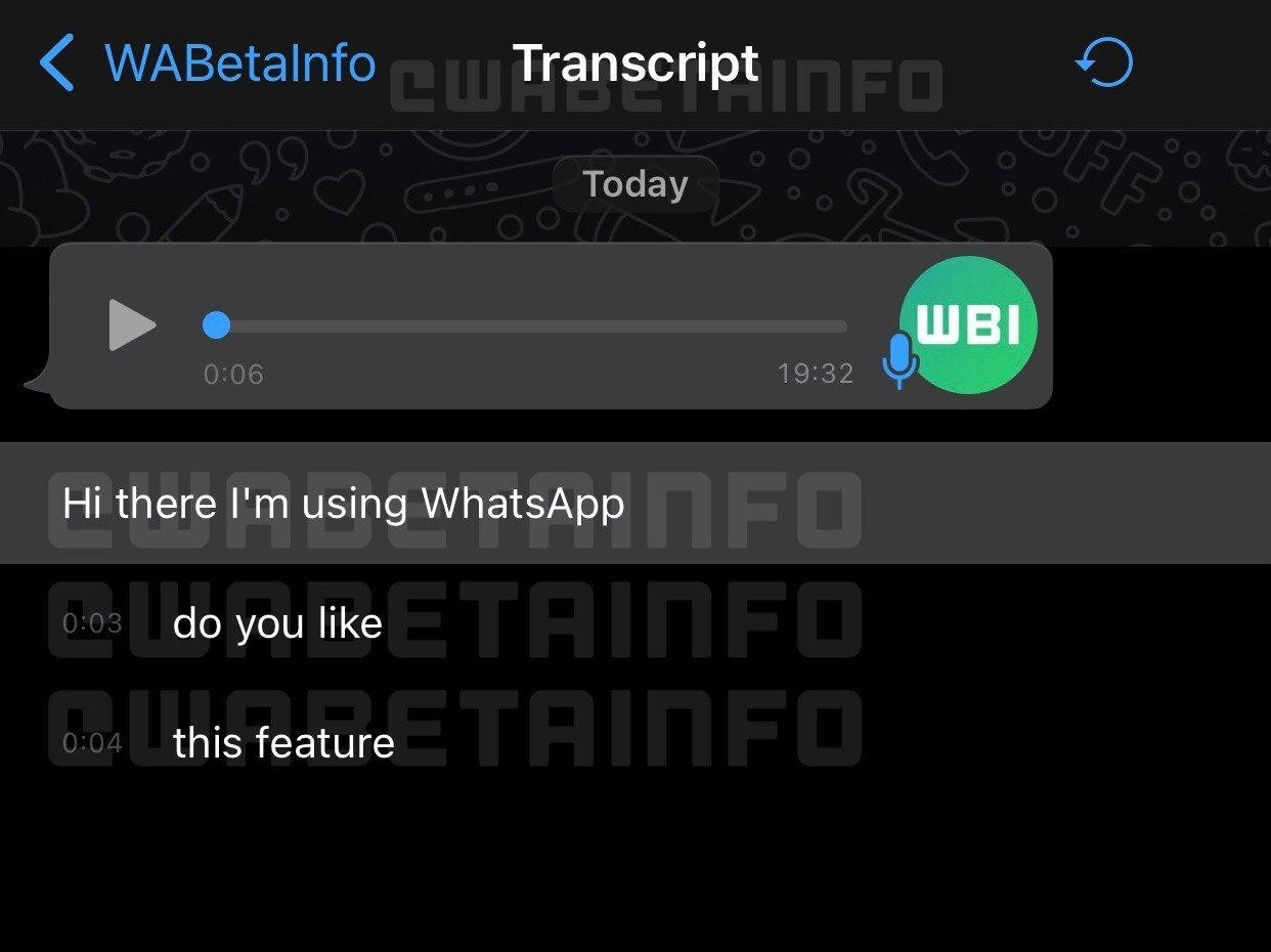 Transcripción de un mensaje de WhatsApp
