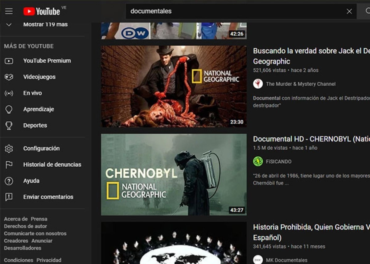 YouTube: una de las mejores webs para ver documentales gratis y online