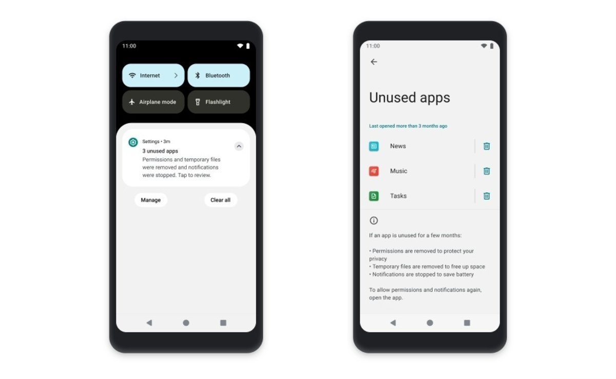 Aplicaciones hibernadas en Android 12 Go Edition