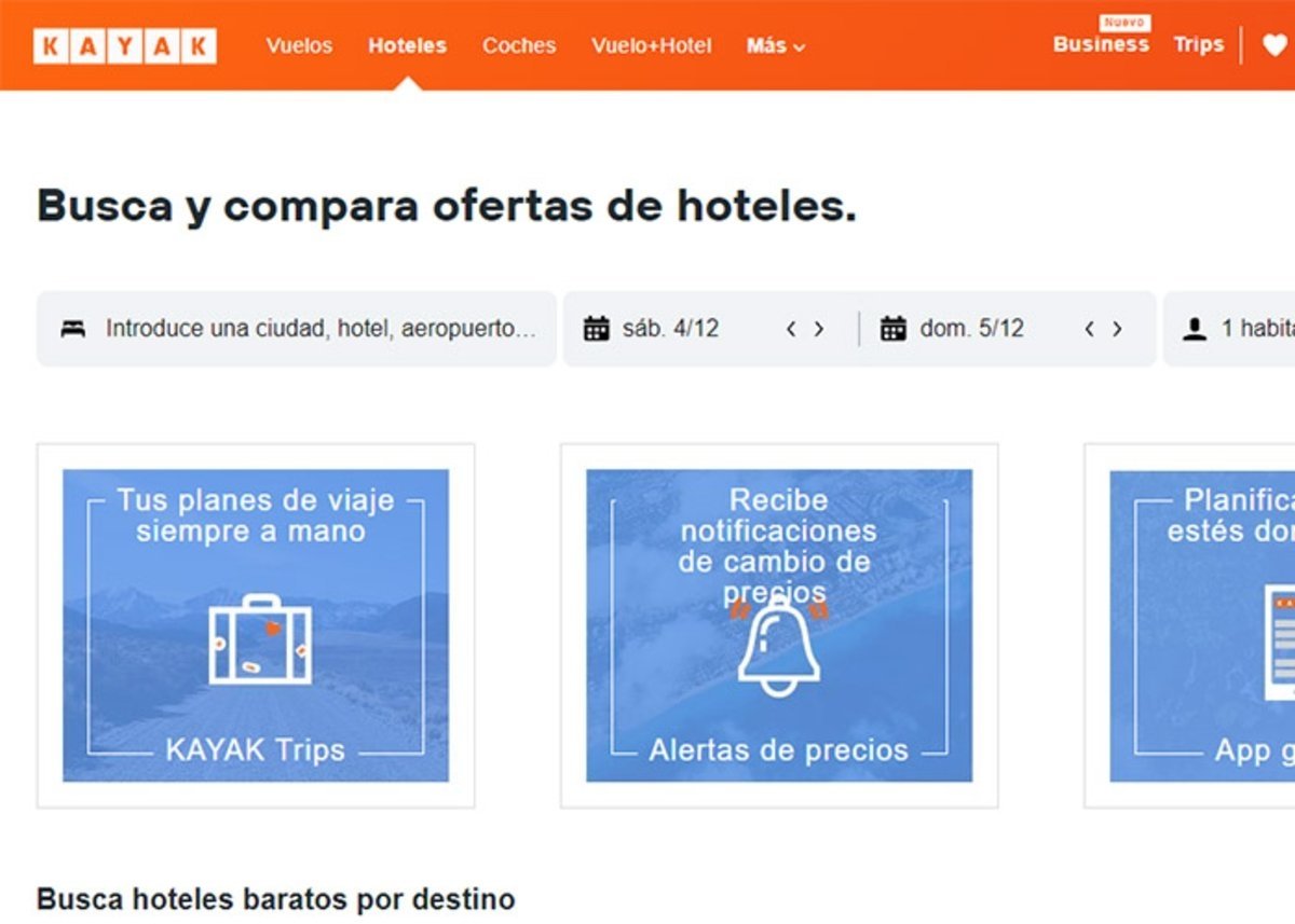 Kayak: busca y compara ofertas de hoteles