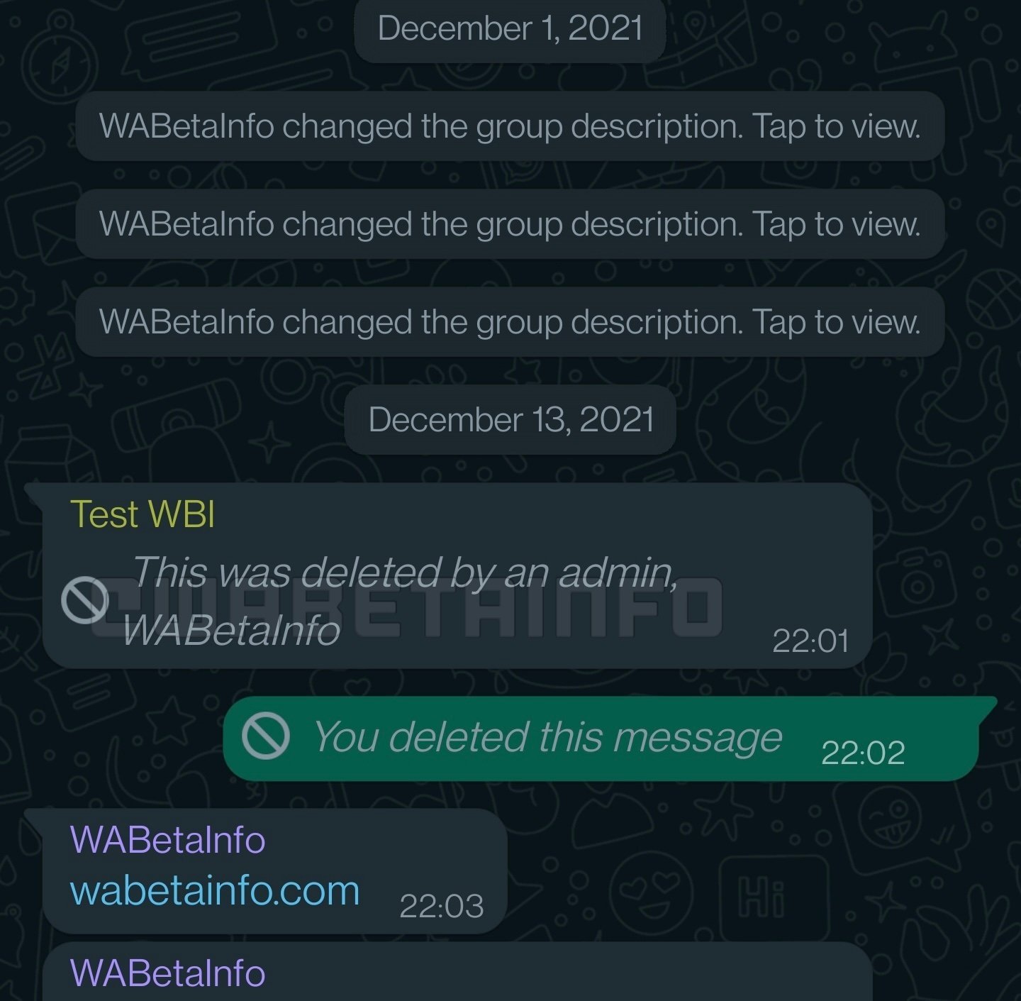 Mensaje eliminado por administrador en WhatsApp