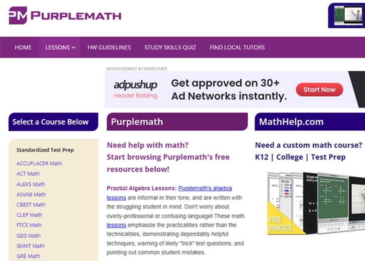 Purplemath: prepárate para potenciar el aprendizaje