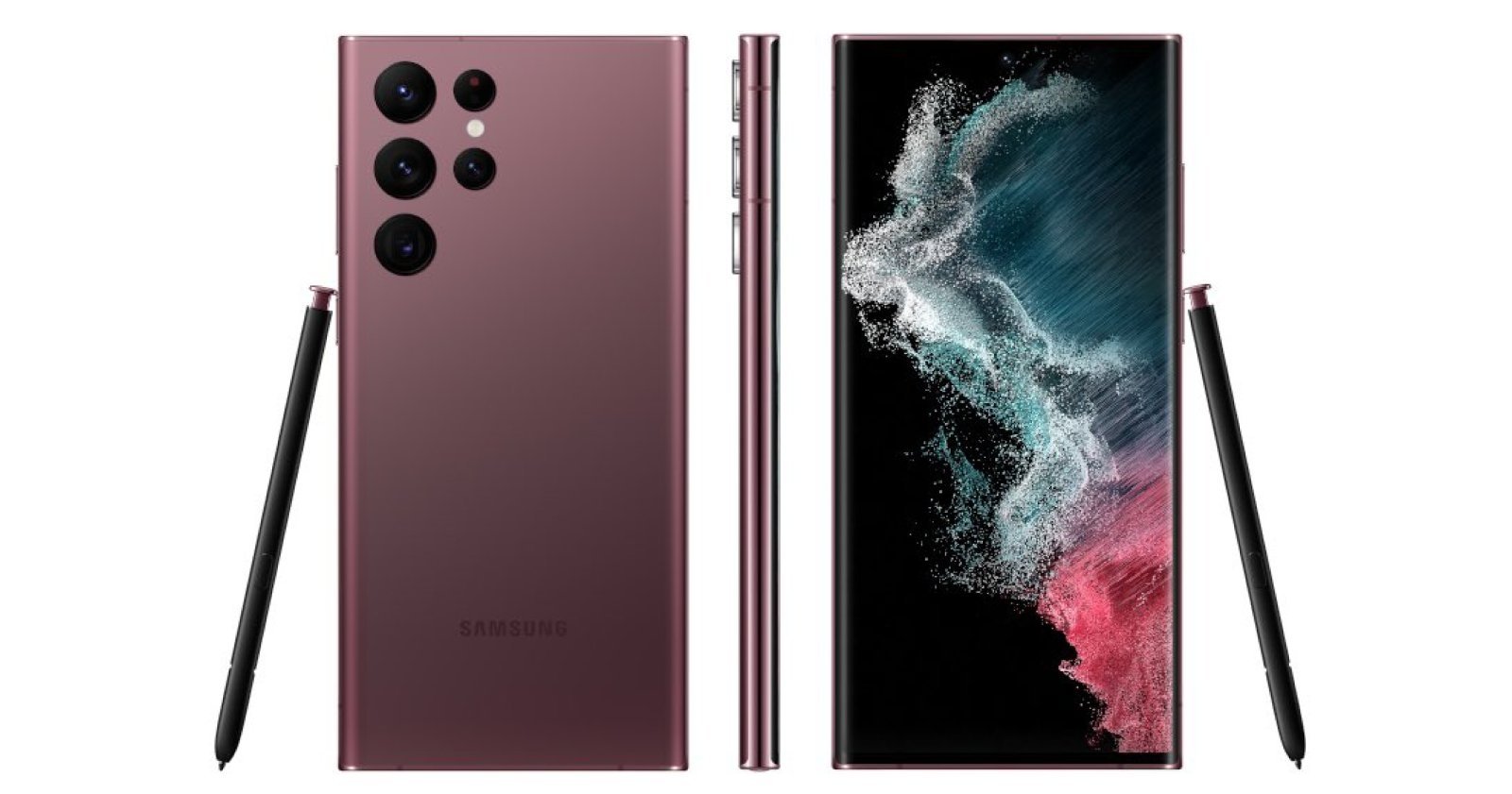 Samsung Galaxy S22 Ultra en rosa.