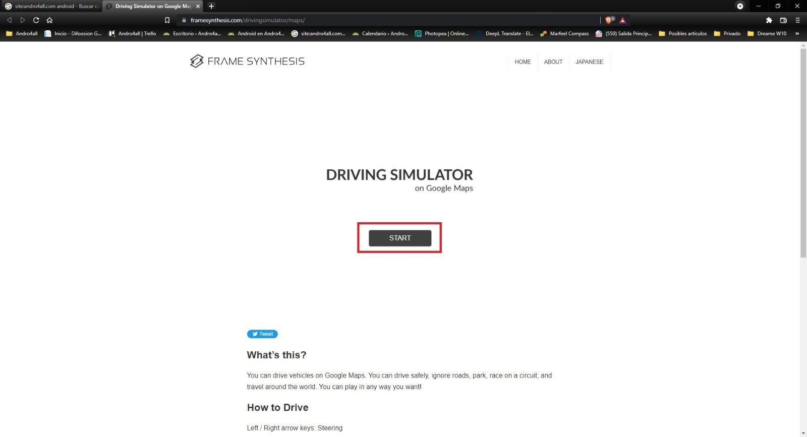 With this website you can simulate that you are driving on Google Maps anywhere in the world