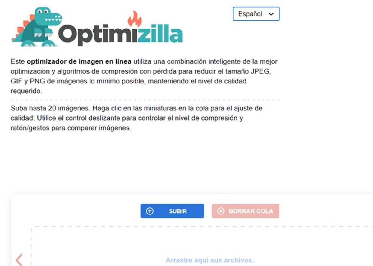 Optimizilla: optimizador de imagen en línea